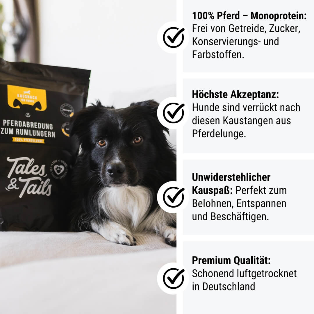 PferdAbredung zum Rumlungern - 100% Pferdelunge - Kauartikel für Hunde