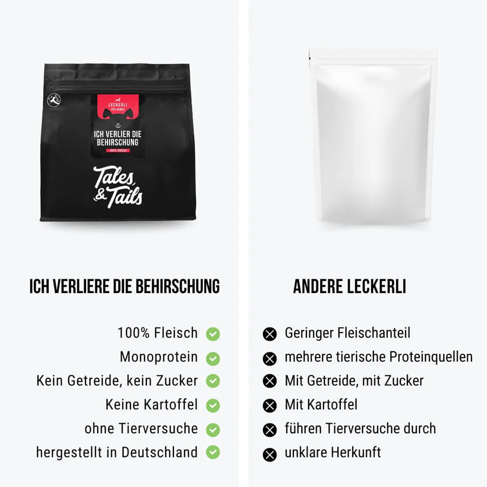 Tales & Tails Ich verlier die BeHIRSCHung Fleisch Leckerli aus 100% Hirsch