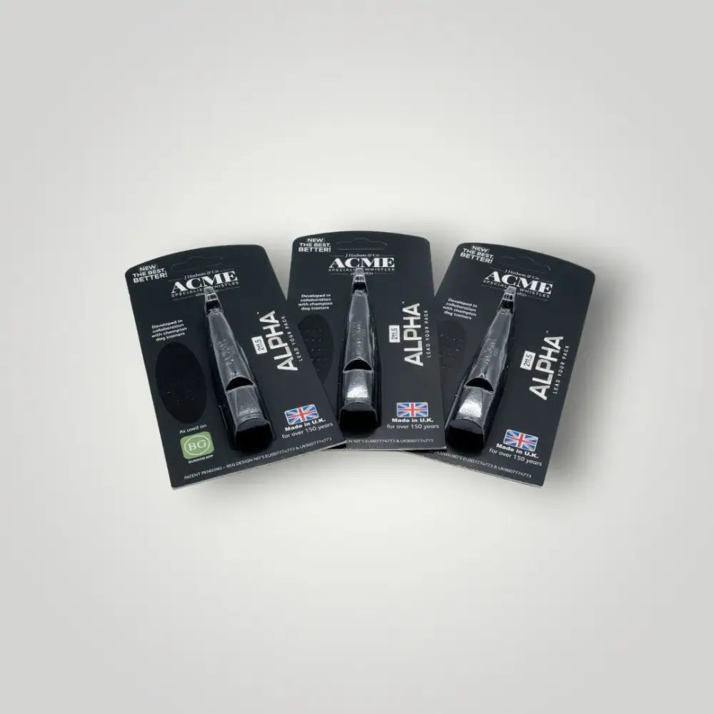 Drei verpackte Acme Alpha Hundepfeifen, ACME ALPHA Hundepfeife 211,5, perfekt für Hunde