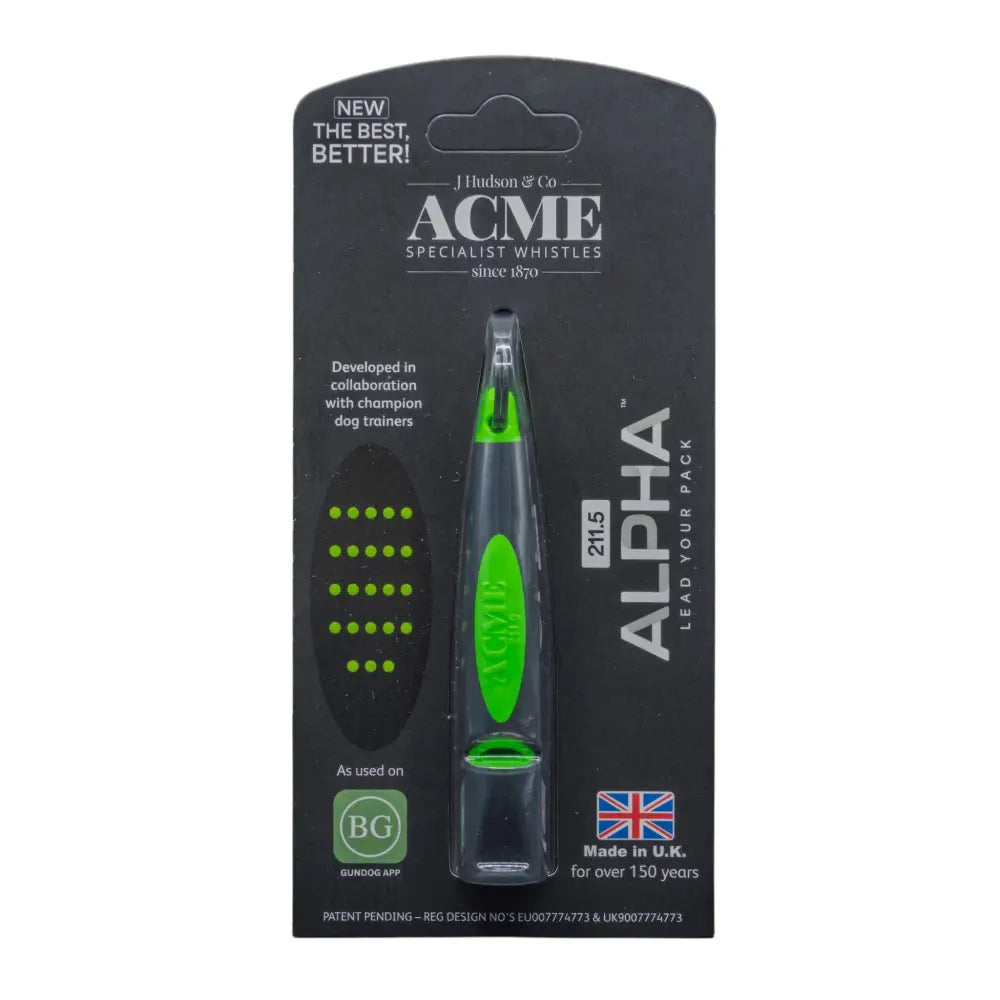 Grüne und transparente acme alpha hundepfeife 211,5 aus plastik mit ergonomischem design für hundetraining