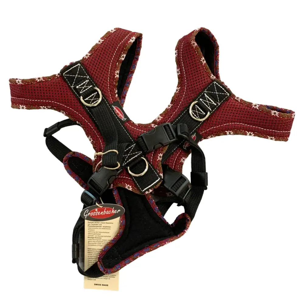 Red und schwarzes Beat Grossenbacher Hundegeschirr für Fun Run Edelweiss, robust und stylisch