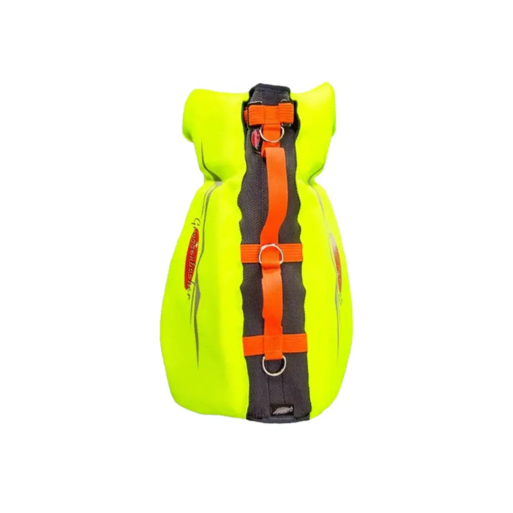 Gelbe und orange Hundeschwimmweste von Beat Grossenbacher für sicheren Wasserspaß