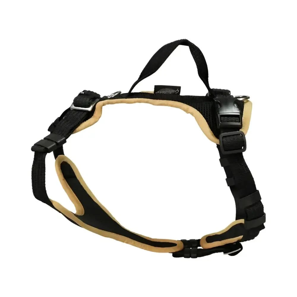Black and tan Hundegeschirr Beat Grossenbacher Welpengeschirr mit hinteren Ring belastungen standhalten und volle bewegungsfreiheit passeinstellung