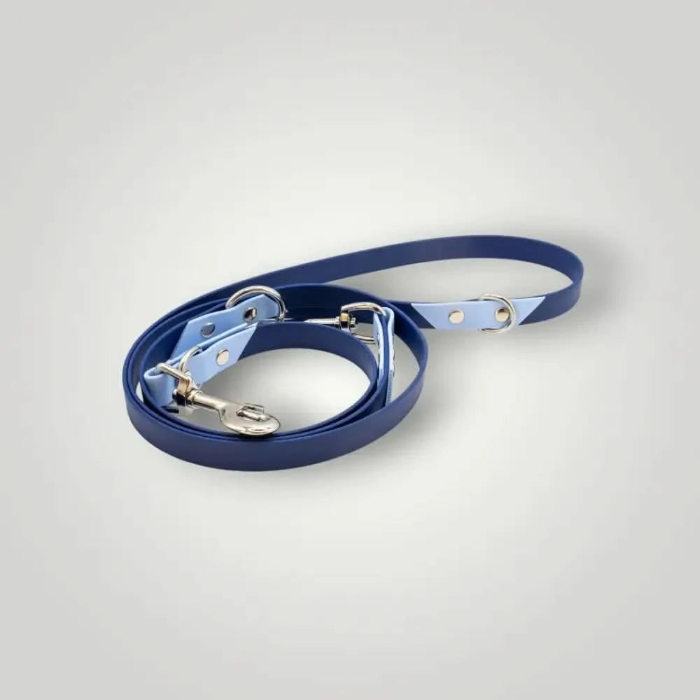 Zwei-tonige blaue Biothane Hundeleine mit Metallhaken, 2-farbige Biothane Hundeleine