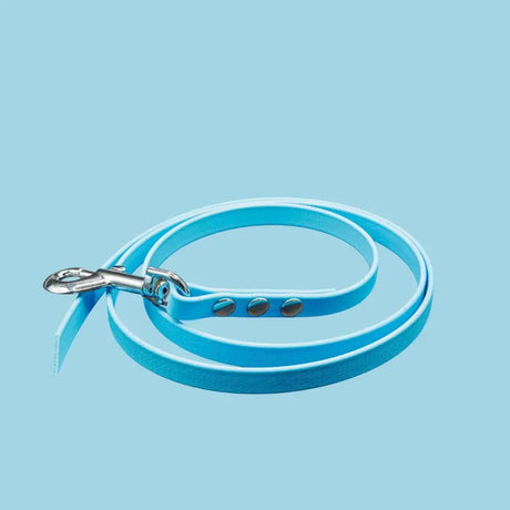 Hochwertige Biothane® Schleppleine in Hellblau mit Metallclip für Hunde