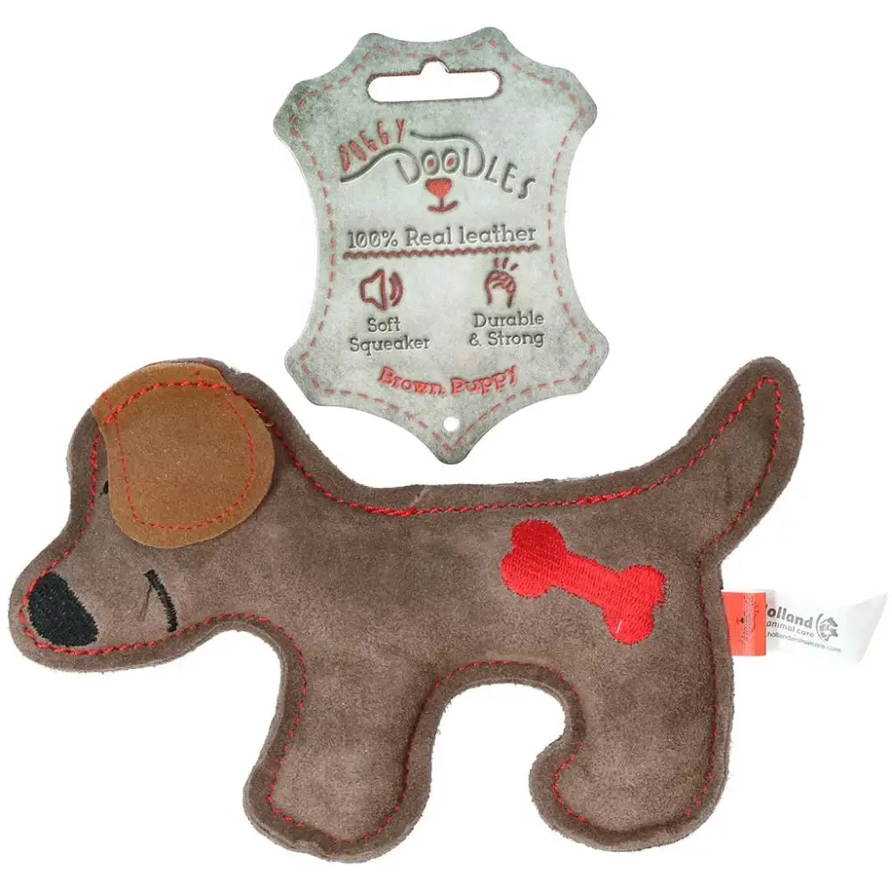 Braunes Leder Hundespielzeug von Doggy Doddles für Spaß und Kauvergnügen