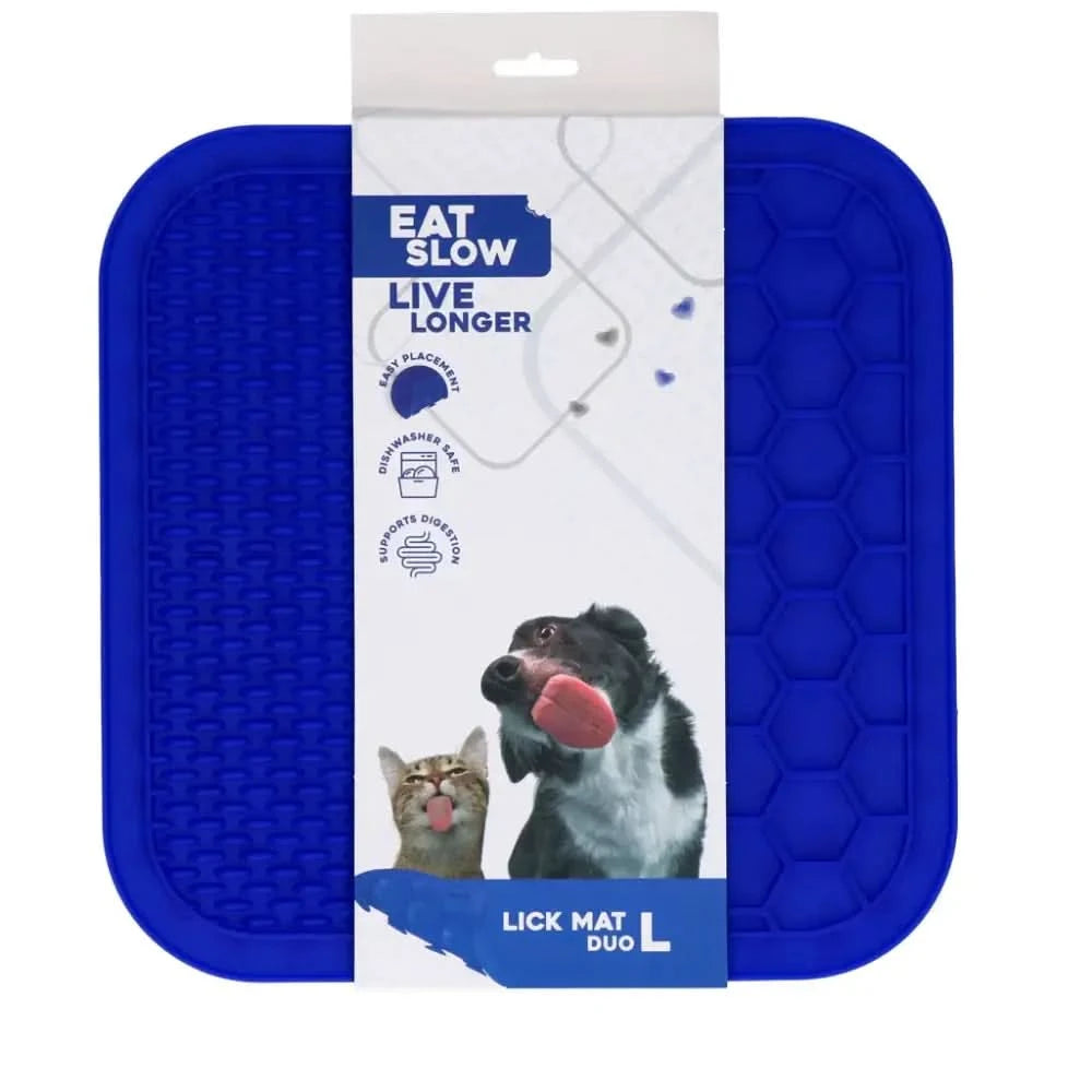 Blaue Silikon Leckmatte für Haustiere, um schneller essen zu vermeiden, Eat Slow Live Longer