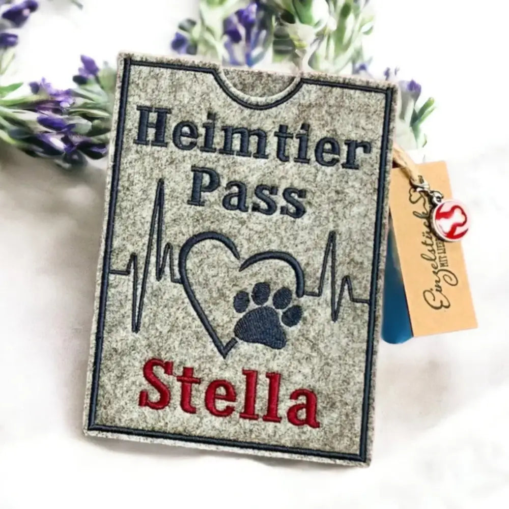 Embroidered pet passport holder impfpass hülle bestickt personalisiert für Haustiere