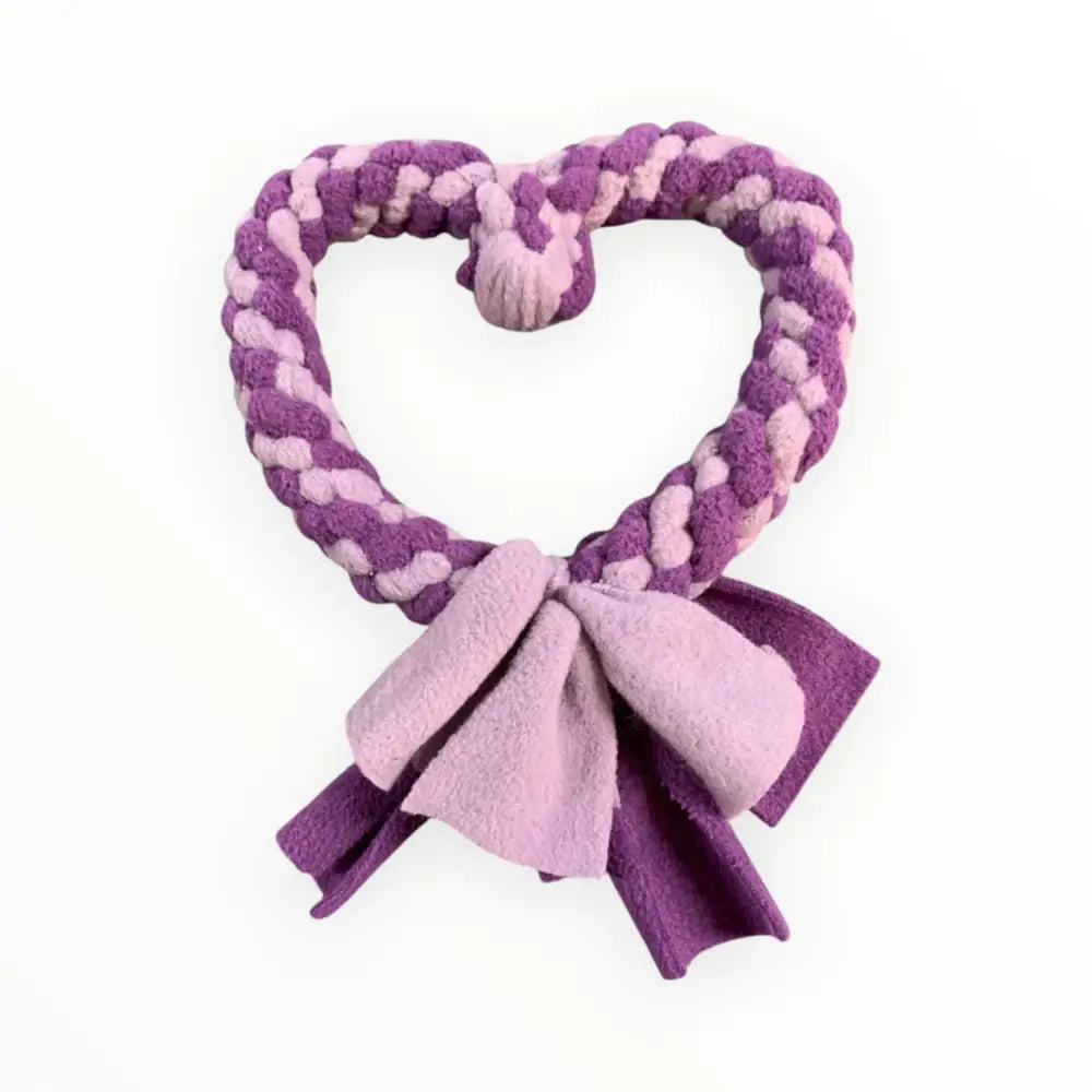 Herz Zergel Purple Rain Hundespielzeug mit geflochtenem Herz und Stoffstreifen