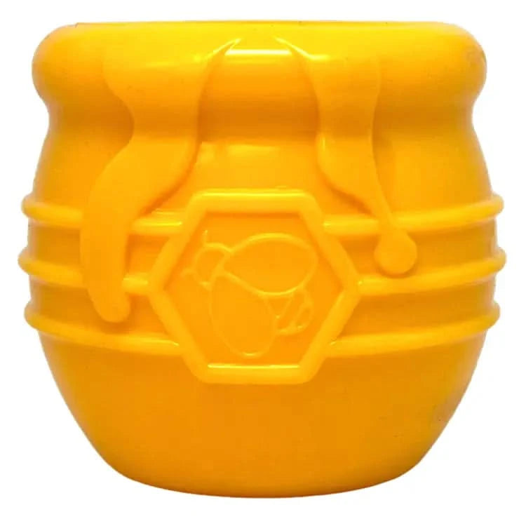 SodaPup Honey Pot Dein unzerstörbarer Leckerli-Spender, gelb, Honigtopf-Design mit breiter Öffnung