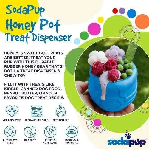 SodaPup Honey Pot Dein unzerstörbarer Leckerli-Spender in Gelb mit Honigtopf-Design und breiter eCup-Öffnung