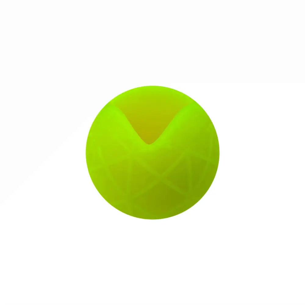 Leuchtend grüner Moby Hundeball mit Wurfschlaufe, geometrischem Muster