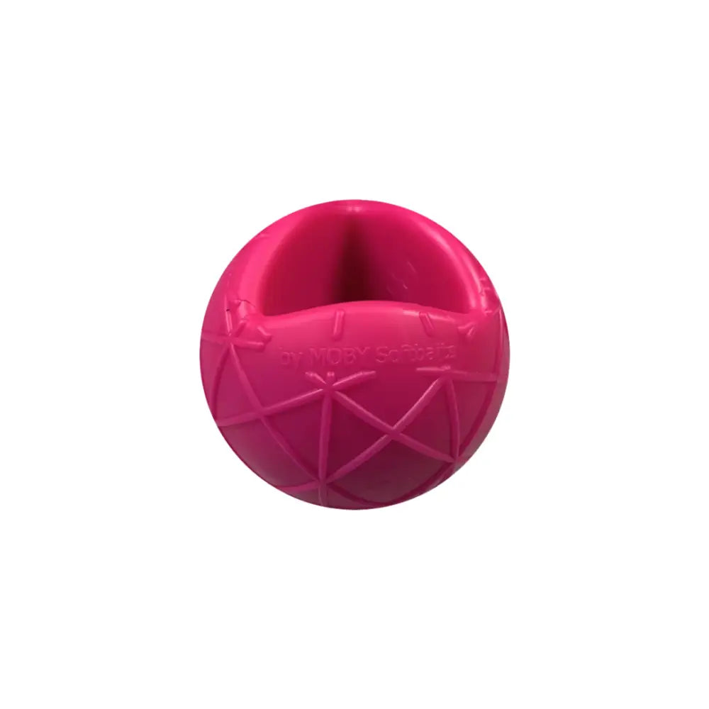 Hundeball Moby Ball pink mit Wurfschlaufe, offener Top