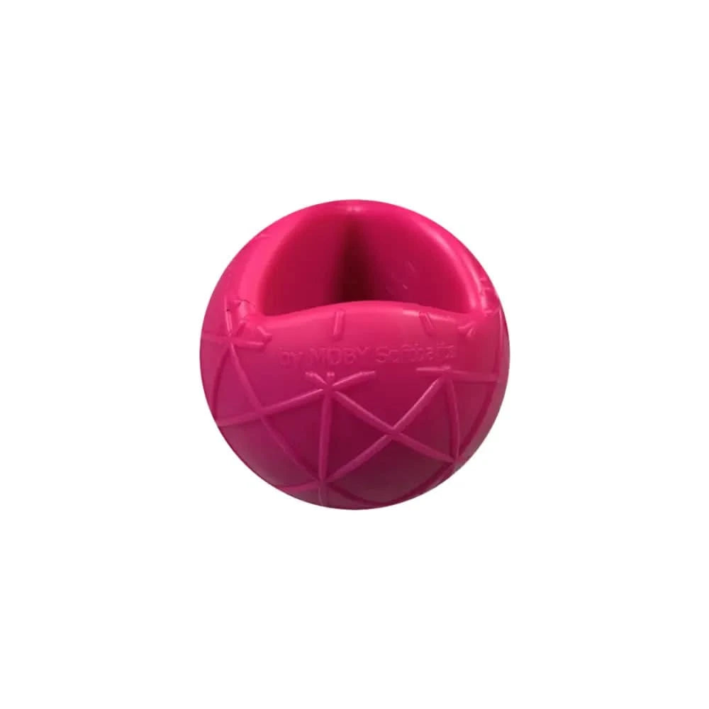 Hundeball Moby Ball pink mit Wurfschlaufe, offener Top