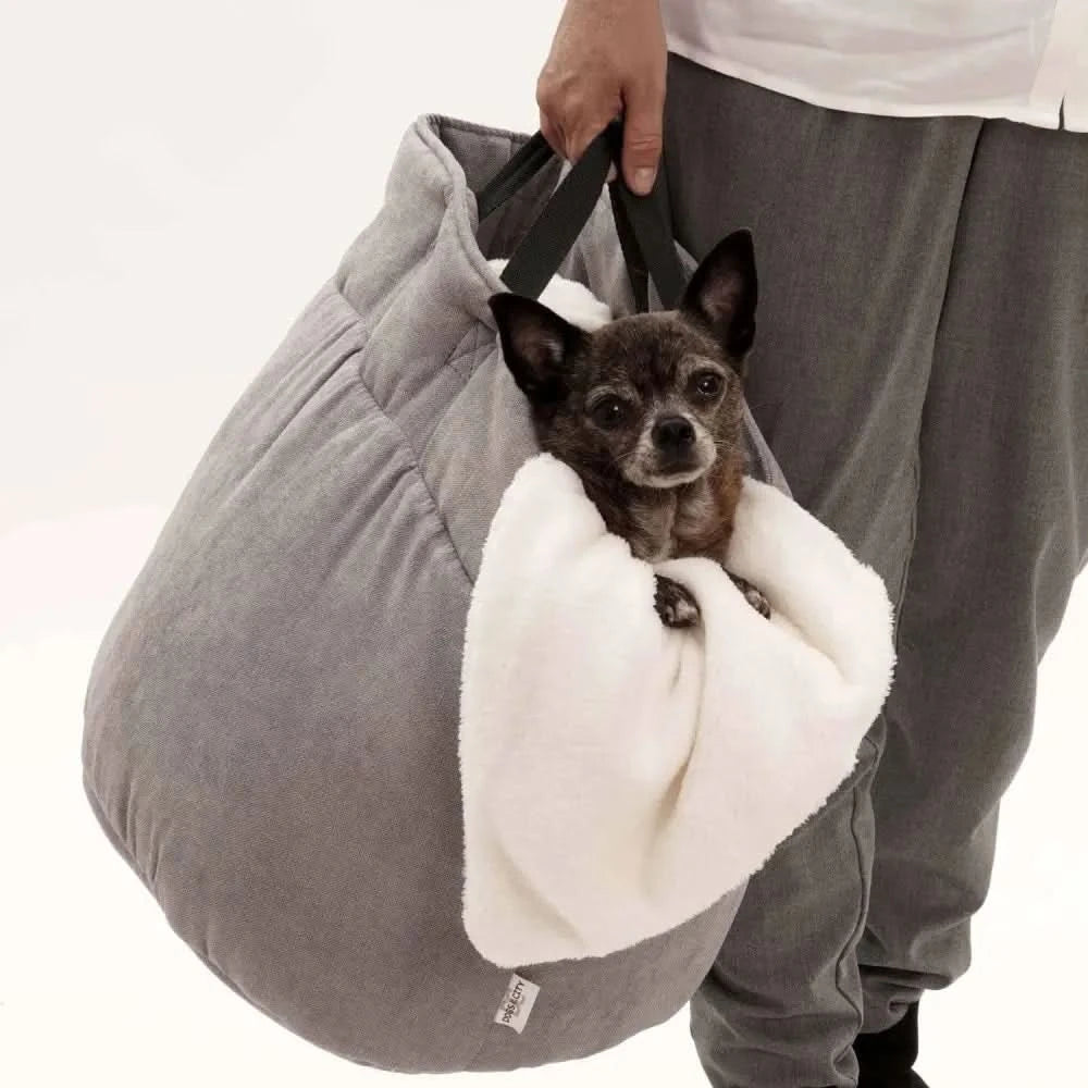 Graues körbchen little basket hundekörbchen mit weichem fleece innen ideal als shopper für kleine hunde