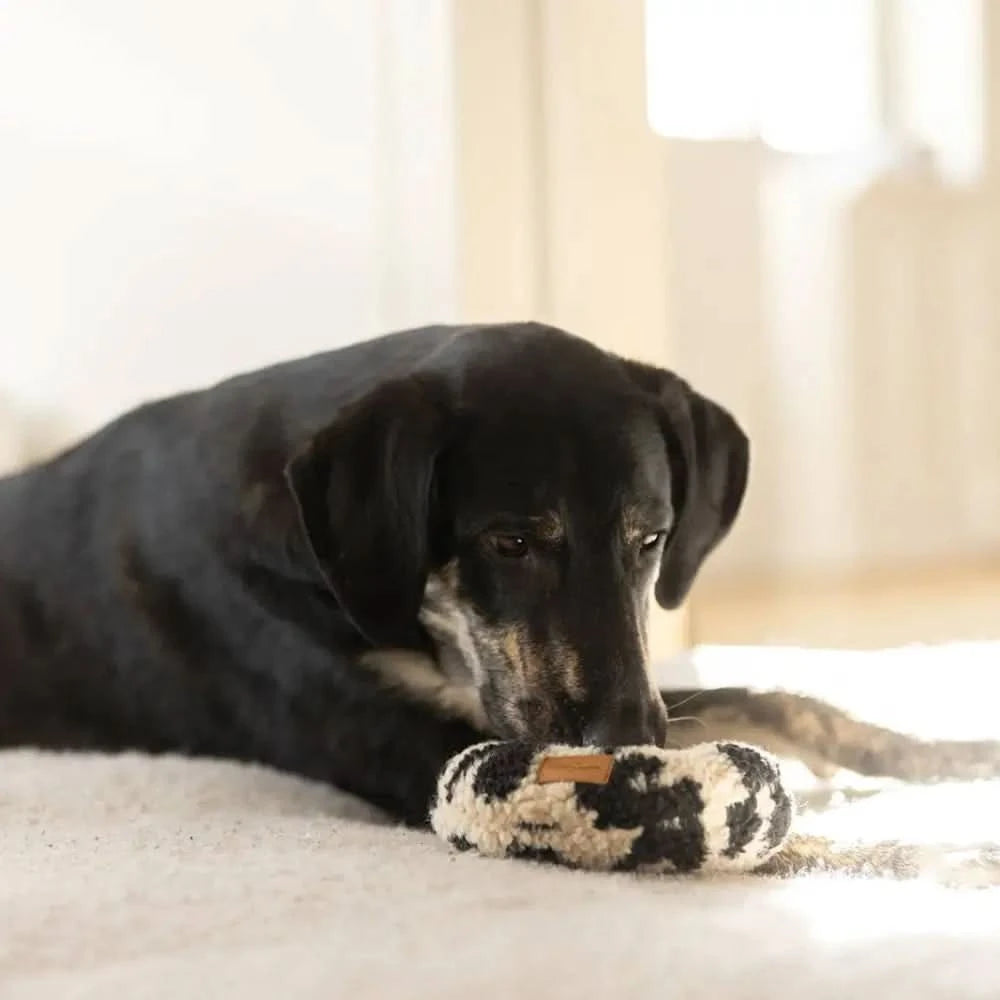 Leo Donut Kuscheliges Knister-Hundespielzeug aus flauschigem Teddystoff, nachhaltiges Hundezubehör
