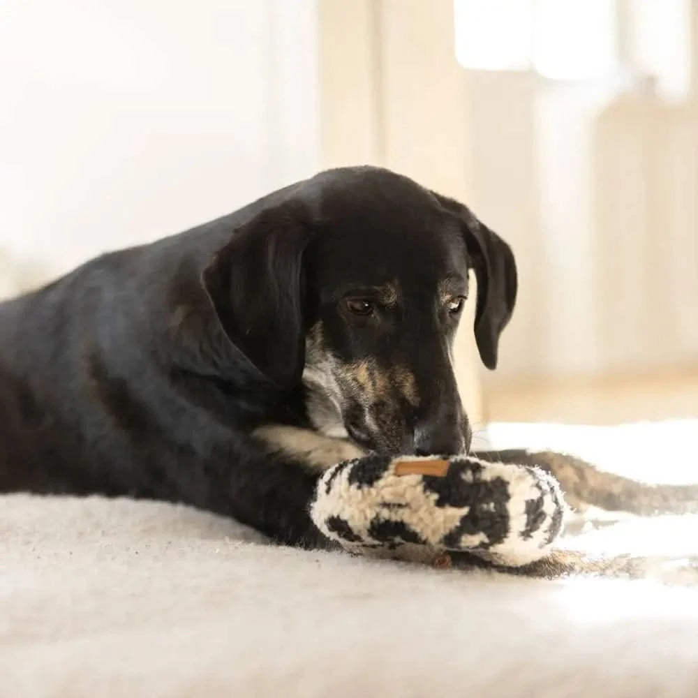 Leo Donut Kuscheliges Knister-Hundespielzeug mit Knistern, nachhaltiges Hundezubehör, flauschiger Teddystoff