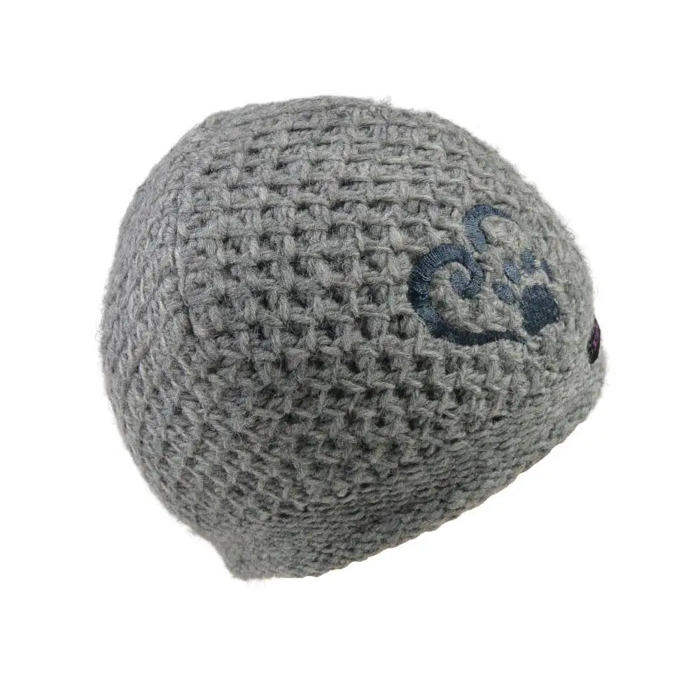 Kurze Beanie Mütze aus Wolle mit Pfote&Herz Stickerei, perfekt für Hundeliebhaber