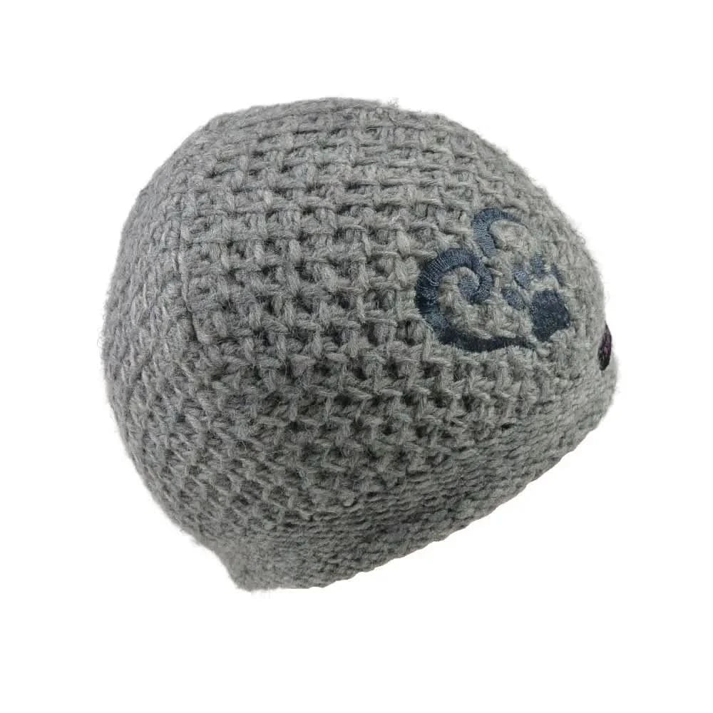 Kurze Beanie Mütze aus Wolle mit Pfote&Herz Stickerei, perfekt für Hundeliebhaber