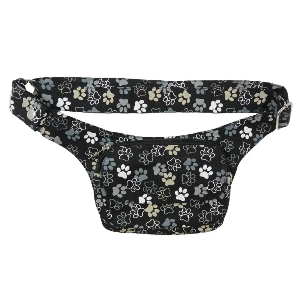 Schwarz pfotendruck Leckerli-Tasche Mainz von Nijens, praktische Gassitasche für Hunde