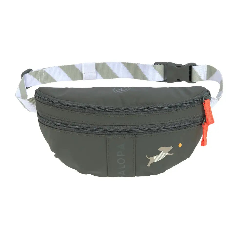 Olive green Leckerlibeutel Enja mit Hundedesign, separates leckerli-fach, adjustable strap