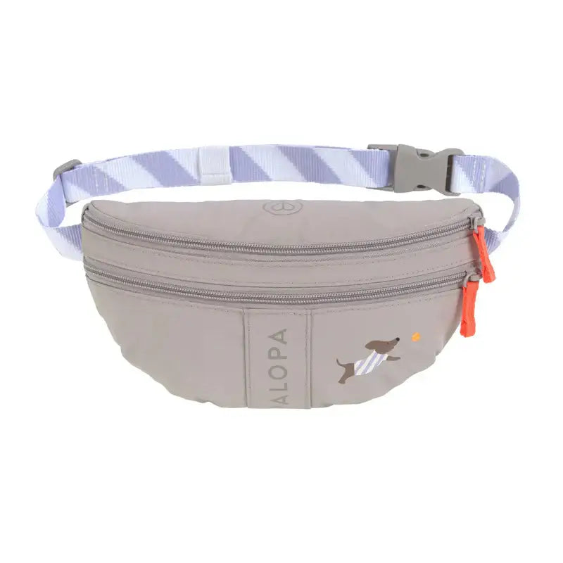 Beige Leckerlibeutel Enja mit gestreiftem Gurt, Hundedruck, separates leckerli-fach