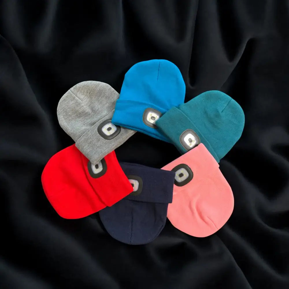 Bunte Mütze mit LED Beleuchtung für sicheren Hundespaziergang, stylisches Beanie