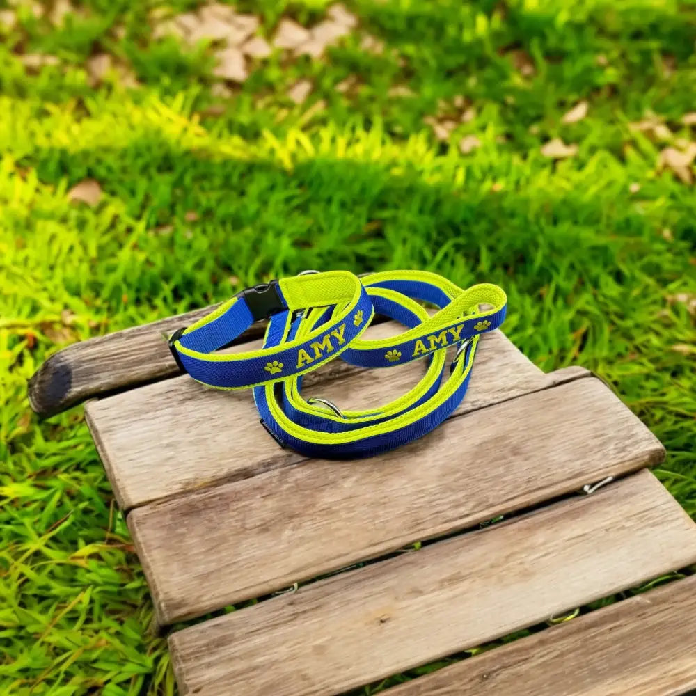 Blaue und gelbe leine verstellbar, leine 3-fach verstellbar, Dein Design