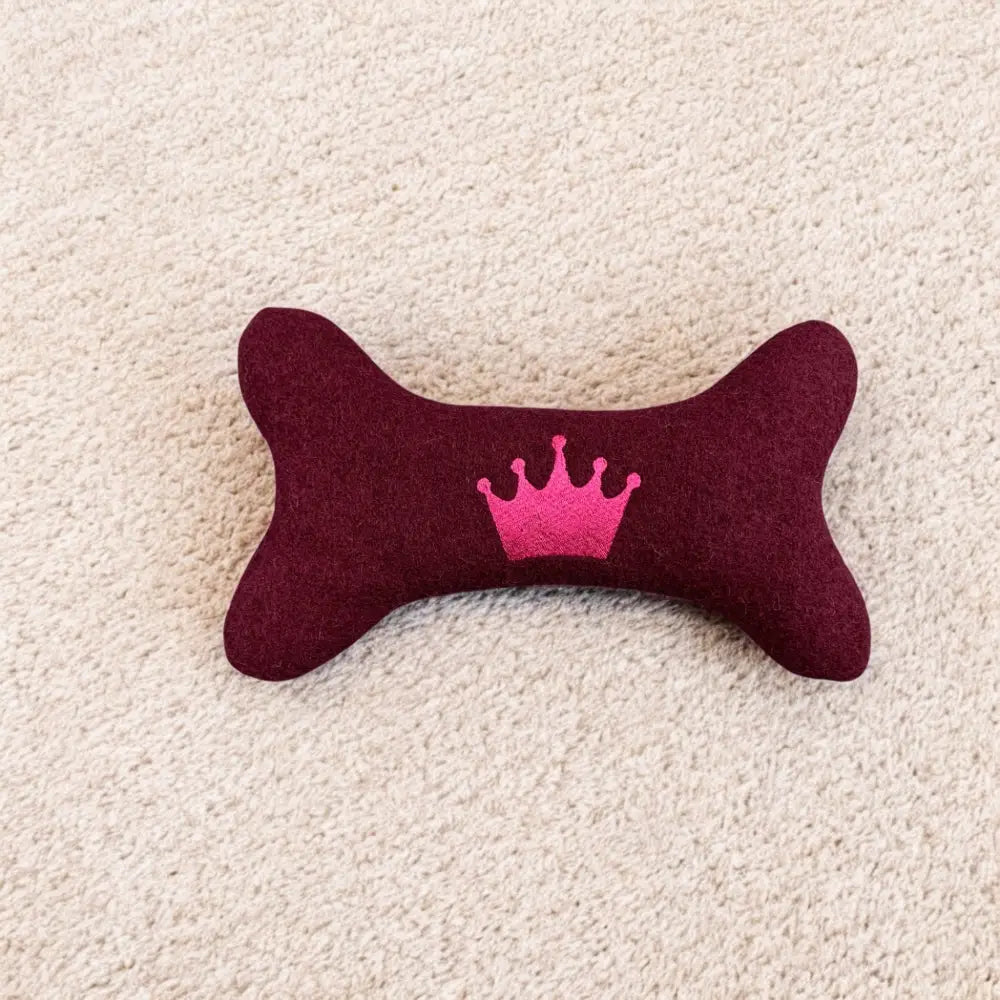 Plüschiges nachhaltiges hundespielzeug Königsknochen mit rosa Krone, perfekt als Hundespielzeug