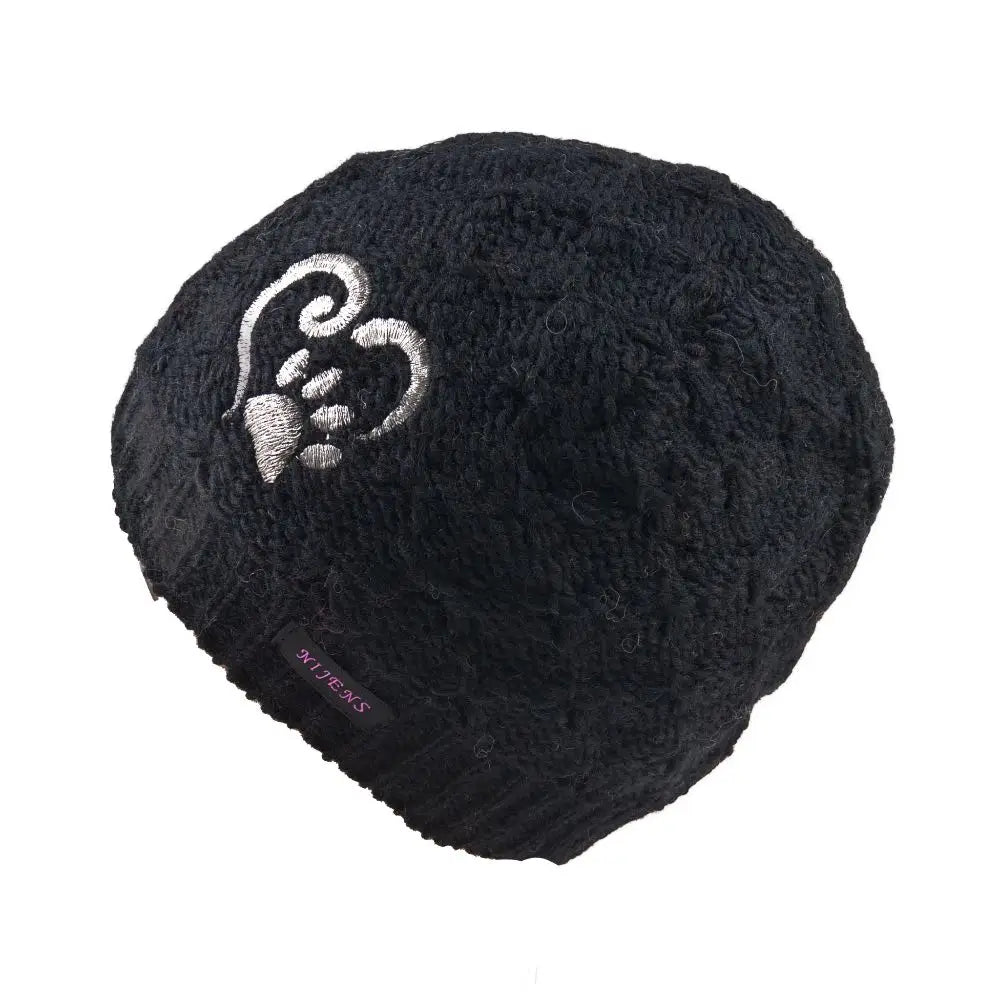 Schwarze Nijens Kurze Beanie mit Pfotenstickerei perfekt für coole Looks