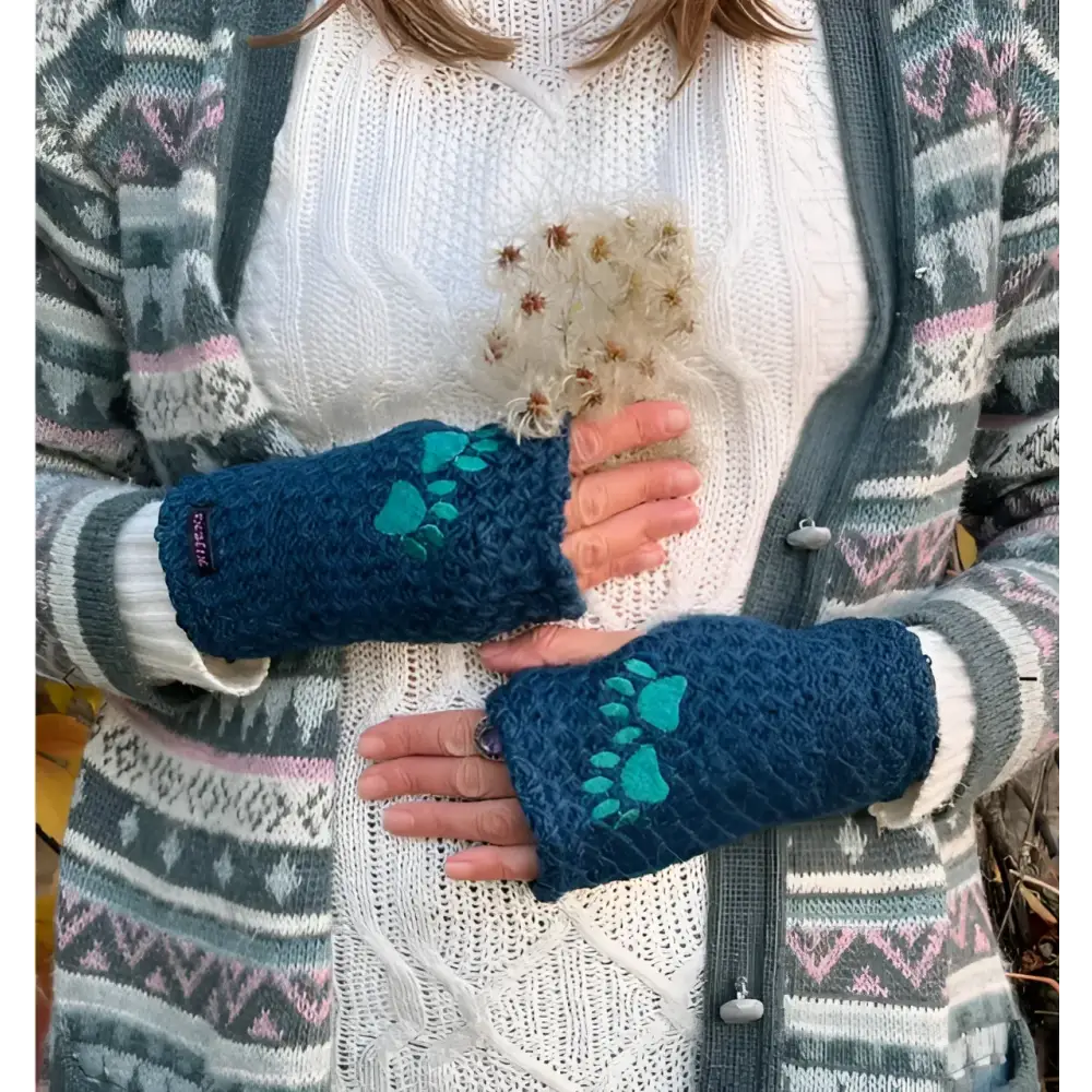 Nijens Pulswärmer mit Pfotenstickerei, volle Fingerfreiheit, perfekt für Hundespielzeug Fans