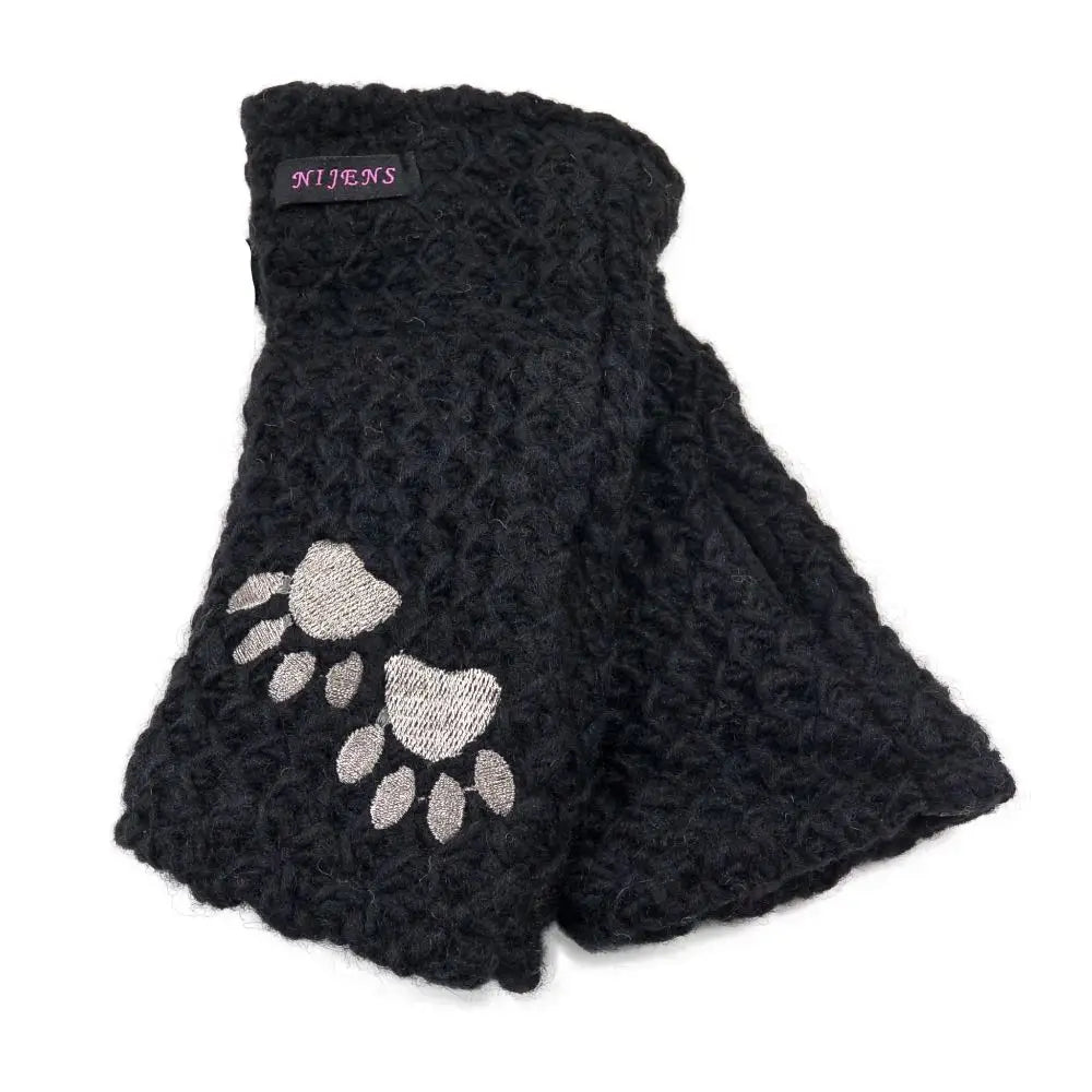 Black nijens pulswärmer mit paw prints für kalte tage und zusätzlichen komfort