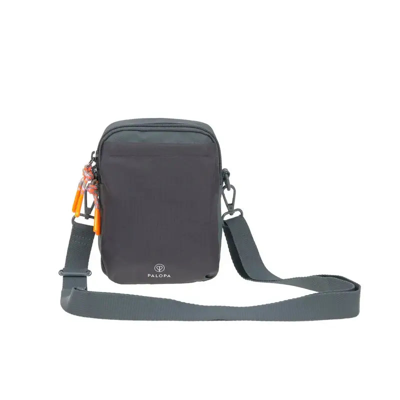 Darkgraue Palopa Greta Snack Bag mit oranger Zipper-Pull, perfekt für hundespielzeug