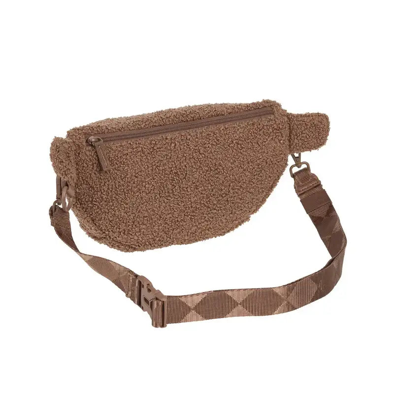 Braune sherpa fanny pack mit verstellbarem Muster strap, Emma Limited Edition