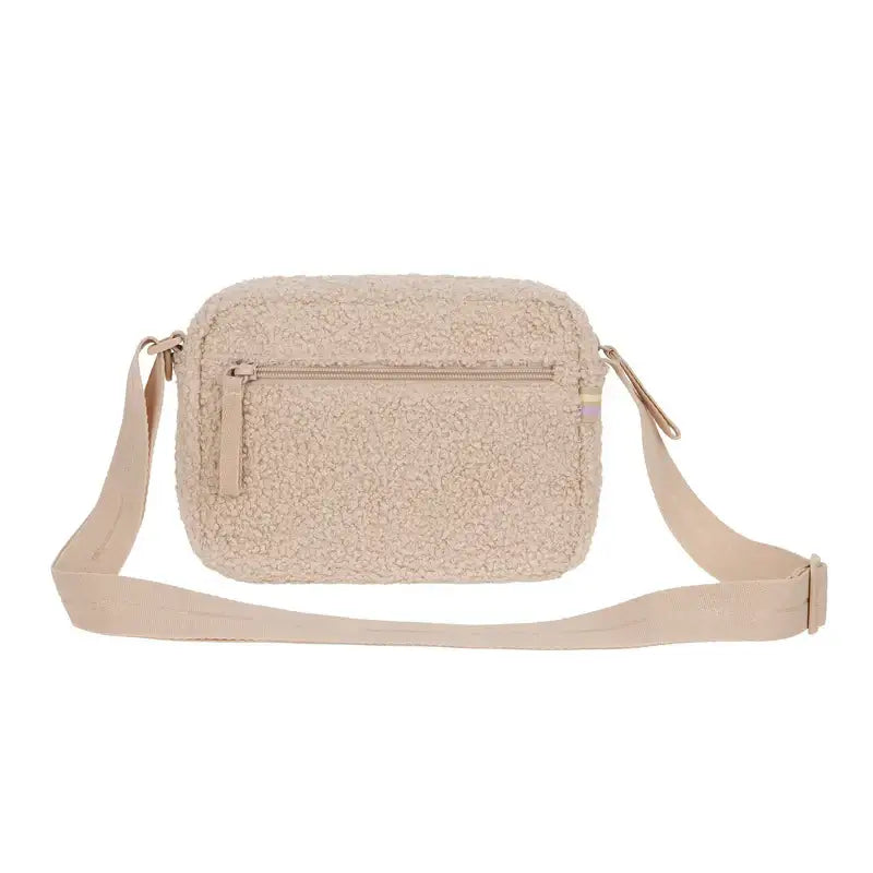 Beiger Sherpa Crossbody-Tasche mit Frontreißverschluss für leckerlibeutel Noka Hundespielzeug