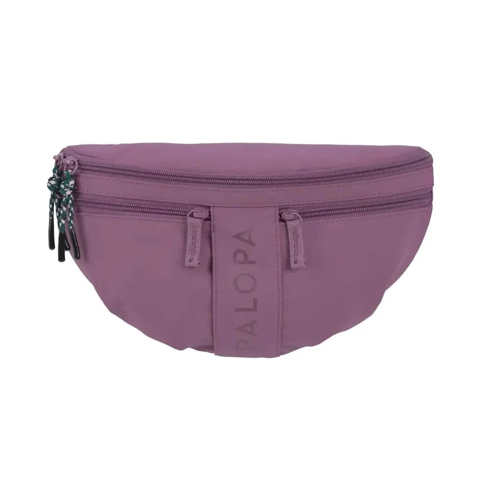 Lila Bum Bag Emma mit zwei Reißverschlusstaschen und dekorativem Kordelzug