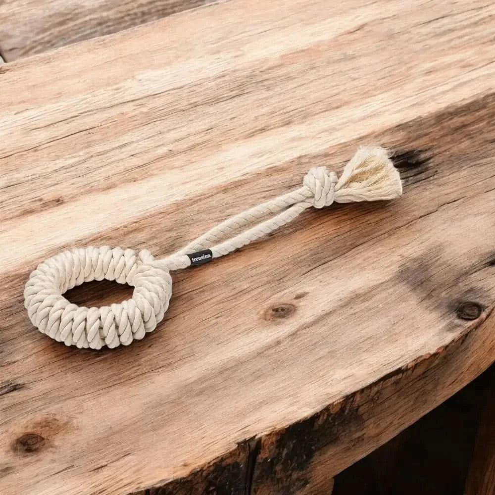 treusinn Eco Tau-Spielzeug LOOPY Baumwolle, Baumwolltau Hundespielzeug in naturweiß mit Knotenring