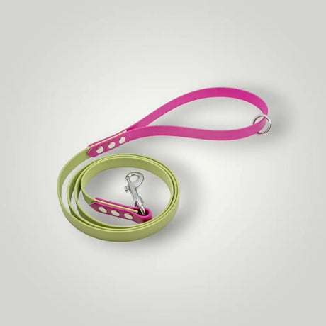 2-Farbige Biothane Leine 1,60 m fixe Länge - Avocadogrün-Pink - Hundeleine