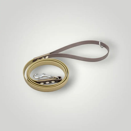 2-Farbige Biothane Leine 1,60 m fixe Länge - Beige-Braun - Hundeleine