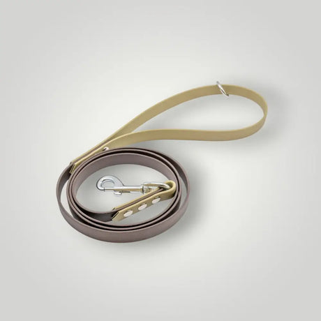 2-Farbige Biothane Leine 1,60 m fixe Länge - Braun Beige - Hundeleine