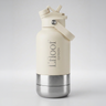 L'FLOOF 3-in-1 Hunde-Reiseflasche 946 ml in Cream mit abnehmbarem Trinknapf und Leckerlifach