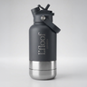 L'FLOOF 3-in-1 Hunde-Reiseflasche 946 ml in Dark Grey mit abnehmbarem Trinknapf und Leckerlifach