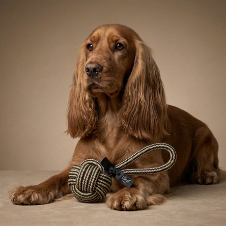 L'floof Rope Tug Toy Robustes Zerrspielzeug für deinen Hund, Baumwollseil in Braun mit griffigem Kauen