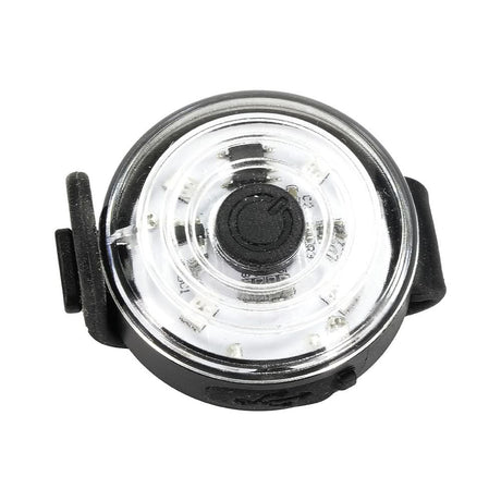 LED-Sicherheitslicht für Hunde von Beat Grossenbacher, in Schwarz mit transparentem Leuchtbereich und vier Leuchtfunktionen.