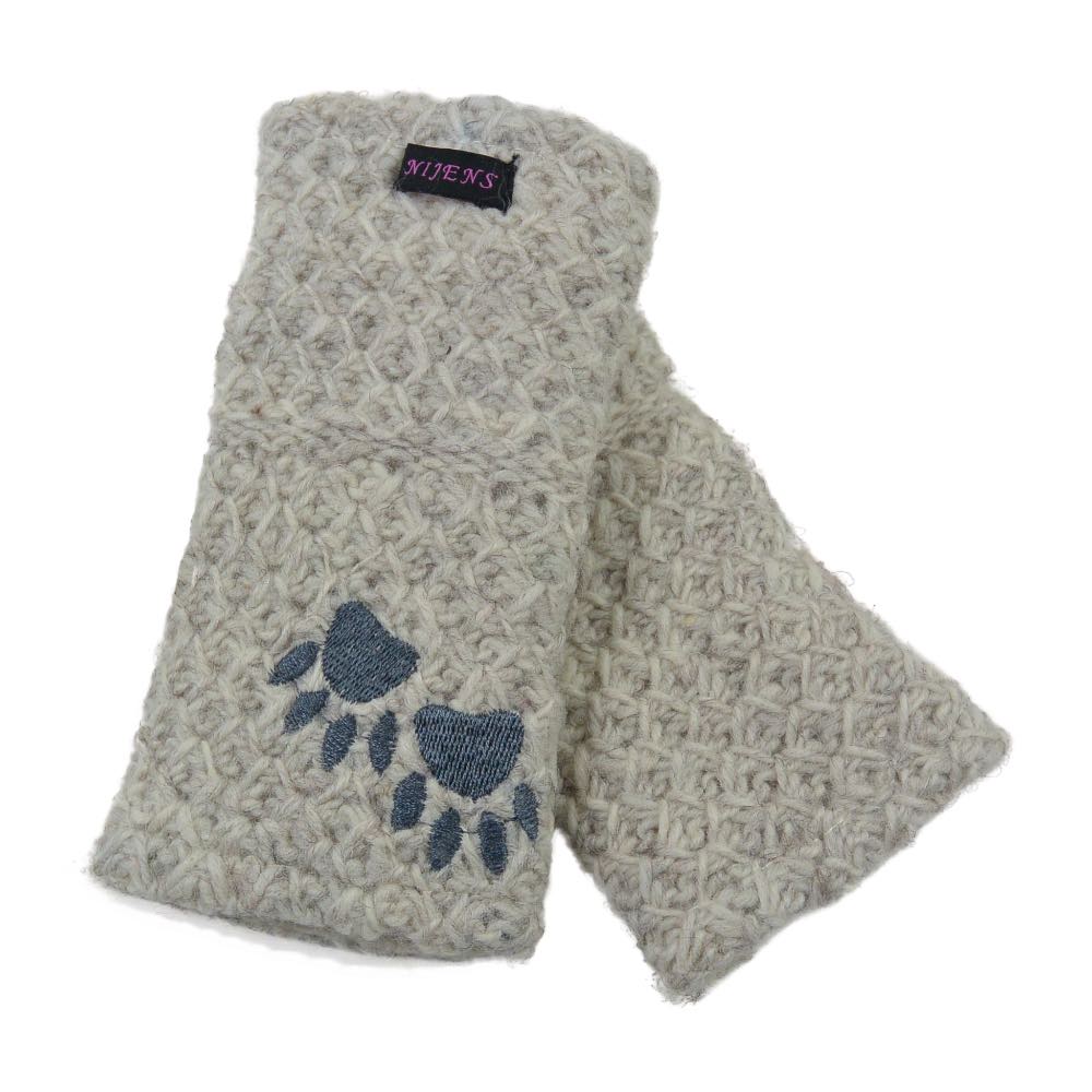 Nijens Pulswärmer - Armstulpen mit Pfotenstickerei - Beige