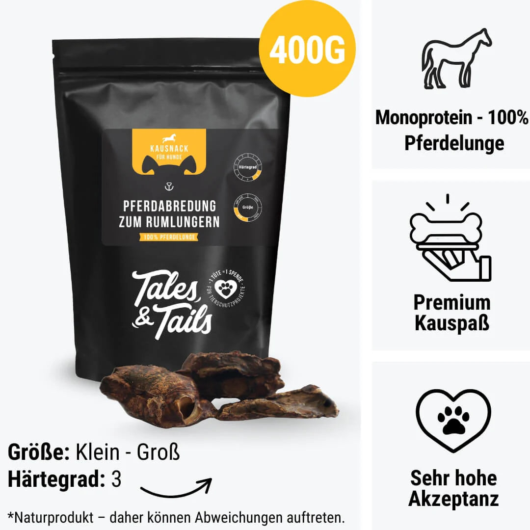 PferdAbredung zum Rumlungern - 100% Pferdelunge - Kauartikel für Hunde