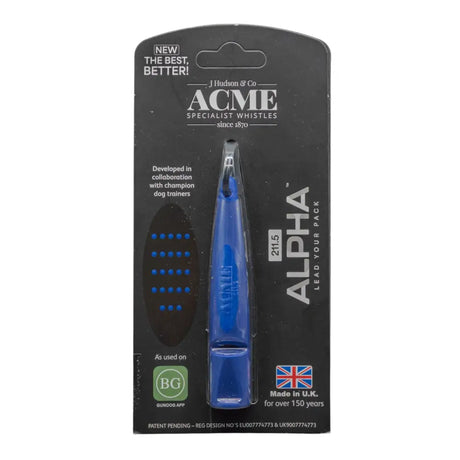 Blaue acme alpha hundepfeife aus plastik von acme specialist whistles im modell 211,5 für hundetraining