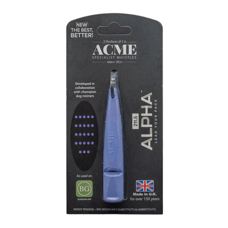 Blaue plastikpfeife mit schlankem design und acme logo für acme alpha hundepfeife 211,5