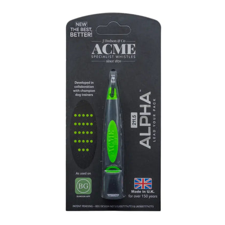 Grüne und transparente acme alpha hundepfeife 211,5 aus plastik mit ergonomischem design für hundetraining