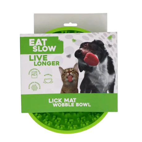 Grüner Antischling Napf und Schleckmatte für langsames Essen, eat slow live longer